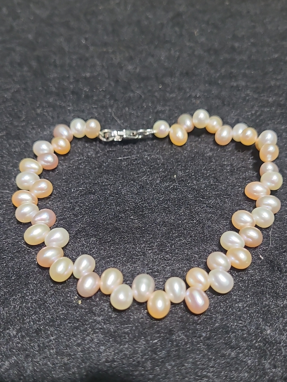 Pink and Cream Pearl Bracelet 925